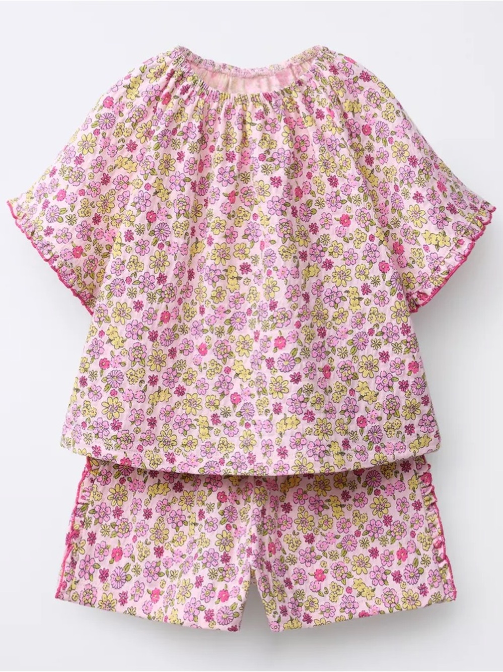 Zara Pink and Green Floral Short Pajama Set